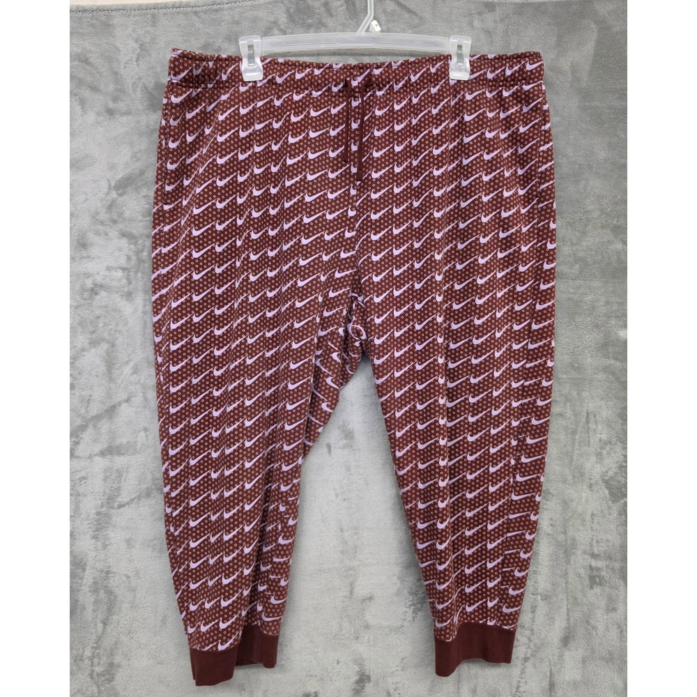 Nike Mens 3X All Over Print Swoosh Joggers Burgundy Athleisure Pants Urban Wear